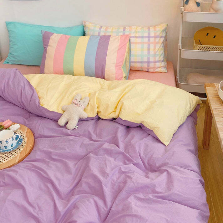 Pastel Sweetz Y2K Bedding Set - Trendy 2000s Style for a Cozy, Stylish Bedroom