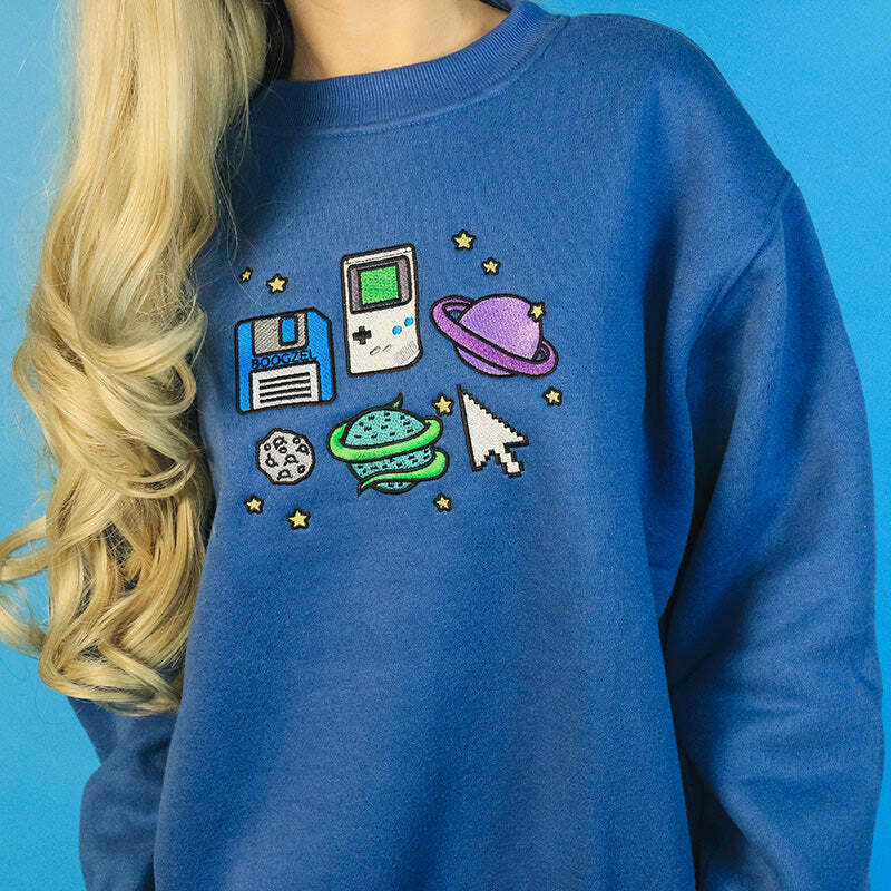 Pixel Universe Sweatshirt - Trendy Y2K Skater Fashion & Grunge Style for Unique Outfits