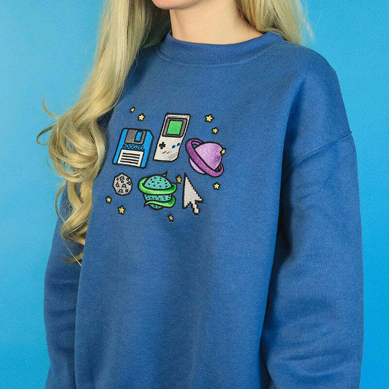 Pixel Universe Sweatshirt - Trendy Y2K Skater Fashion & Grunge Style for Unique Outfits