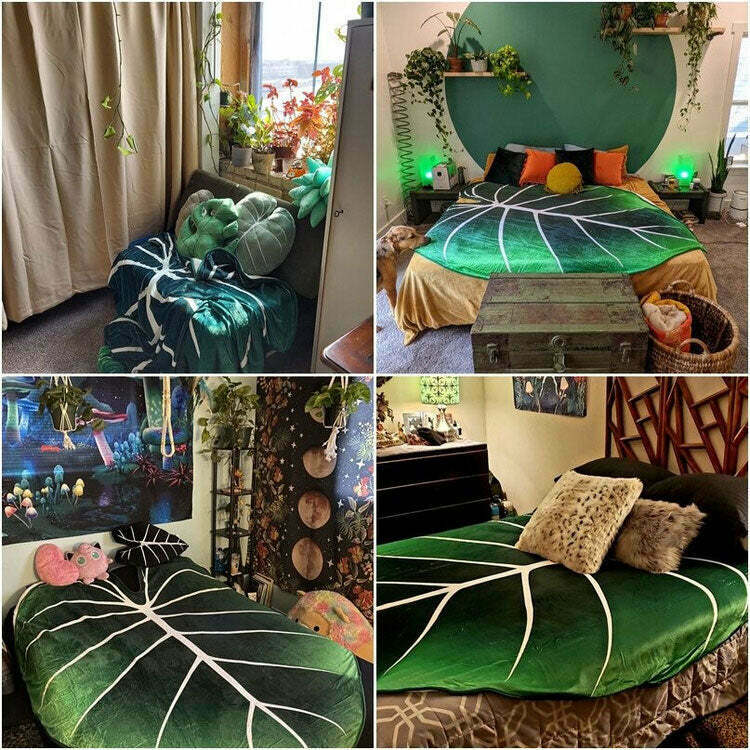 Plant Mom Aesthetic Leaf Blanket - Retro Y2K Style for Trendy Fashion Lovers