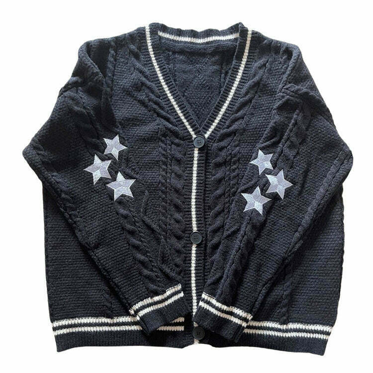 Preppy Aesthetic Star Cardigan for Y2K Fashion Lovers - Trendy Cardigan for Stylish Outfits