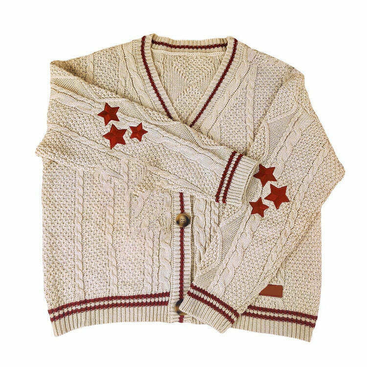 Preppy Aesthetic Star Cardigan for Y2K Fashion Lovers - Trendy Cardigan for Stylish Outfits