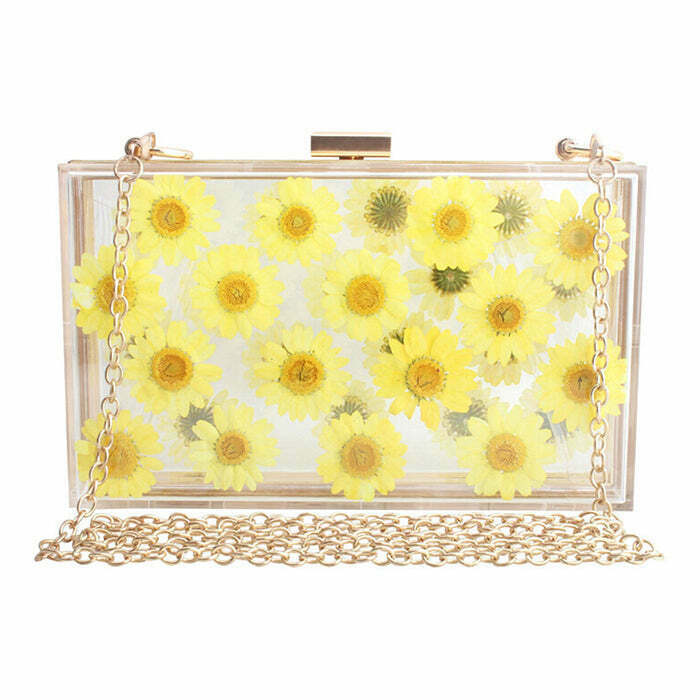 Pressed Flower Aesthetic Handbag - Retro Y2K Fashion Staple for Trendy Outfits