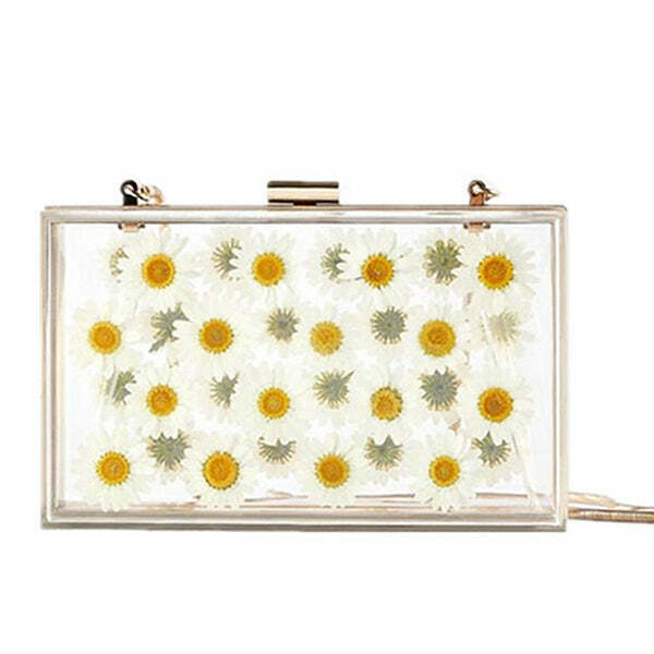 Pressed Flower Aesthetic Handbag - Retro Y2K Fashion Staple for Trendy Outfits