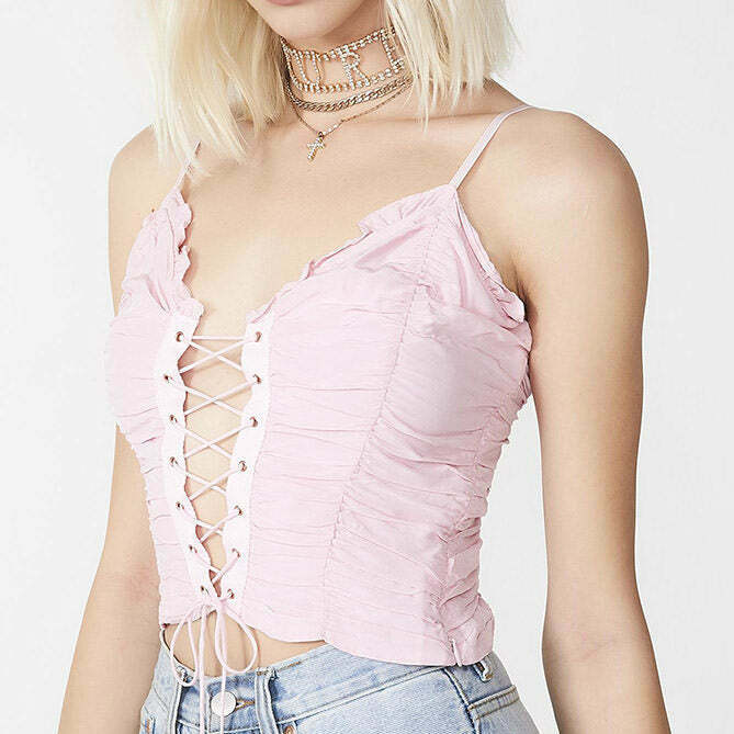 Princess Lace Up Top - Y2K McBling Fashion, Cute Hippie & Grunge Style Clothing