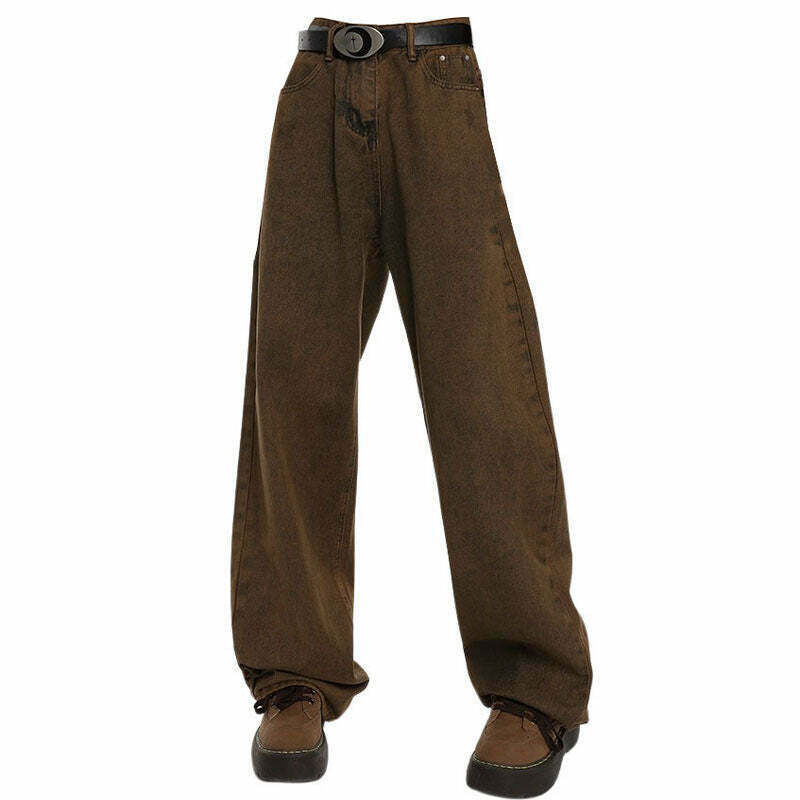 Problem Child Brown Jeans - Trendy Y2K Fashion for Grunge and Emo Styles