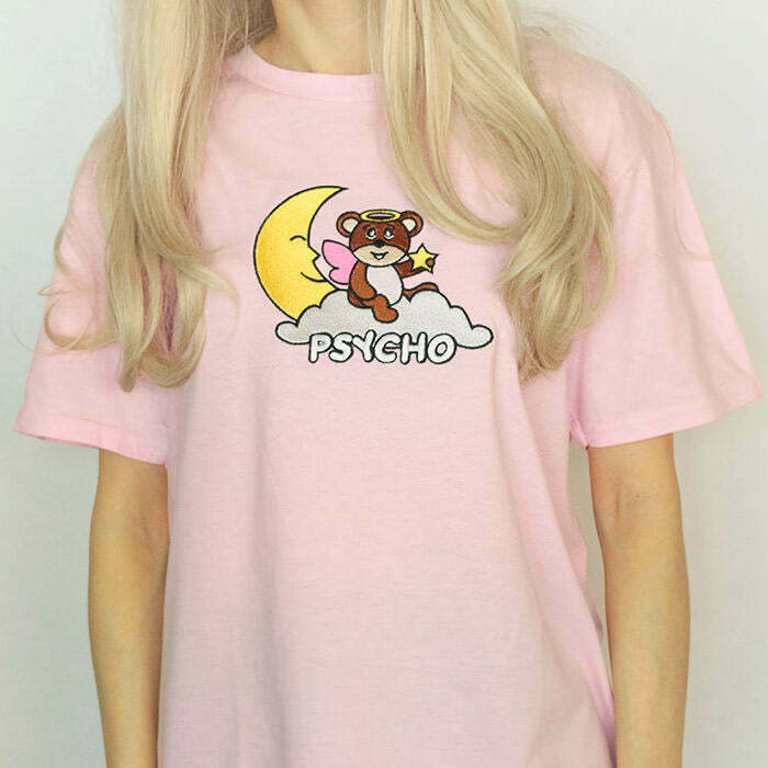 Psycho Bear T-Shirt - Trendy Y2K Fashion for Grunge and Cute Baggy Outfits