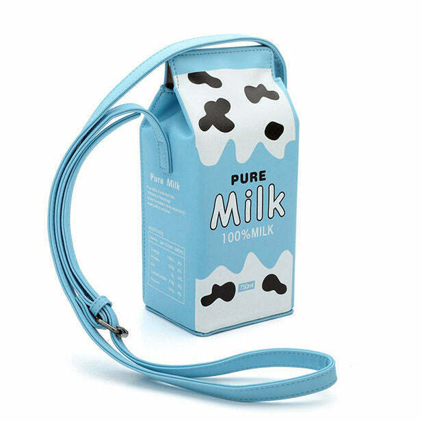 Pure Milk Mini Handbag - Y2K Jersey Fashion Statement for Vintage Style Enthusiasts