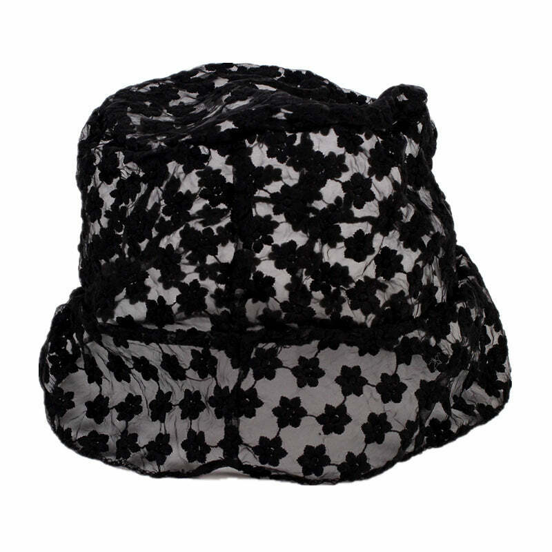 Pure Nocturne Lace Bucket Hat - Vintage Y2K Goth Fashion Accessory for Grunge Style