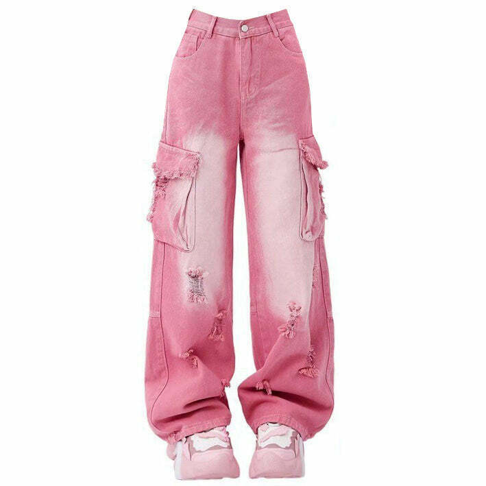 Rebel Pink Cargo Jeans for Y2K Style: Trendy Anime-Inspired Outfits & Fashion Essentials