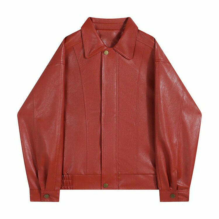 Red Grunge Leather Jacket - Y2K Inspired Fashion for Trendy Outfits and Hoodies