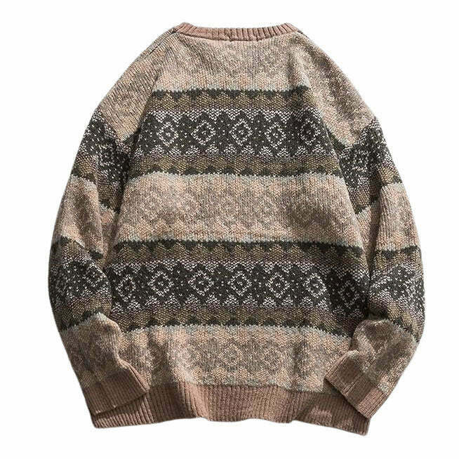 Retro 80's Grandma Pattern Sweater - Trendy Y2K Fashion for Modest Outfits & Stylish Looks