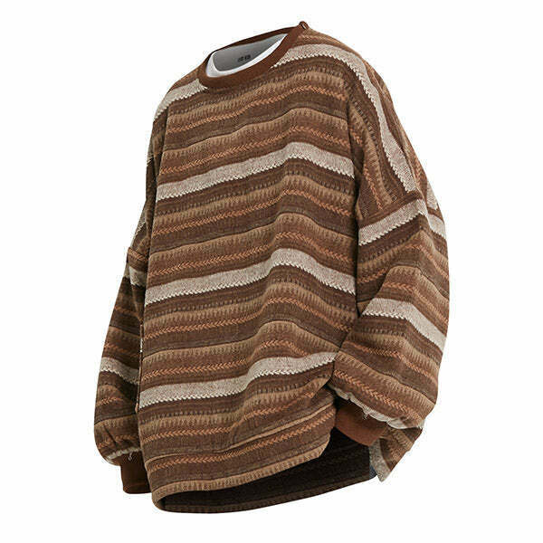 Retro 80's Grandma Sweater - Y2K Fashion Brown Knit for Trendy Club Outfits & Grunge Style