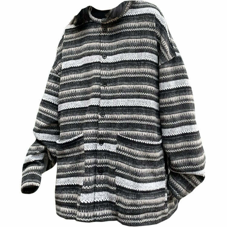 Retro 80's Striped Cardigan Sweater - Y2K Fashion for Trendy Looks and Parties