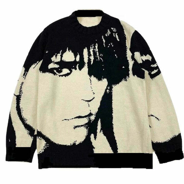 Retro Y2K Dance Sweater with Earthy Vibes - Grunge Tops for Y2K Fashion Lovers