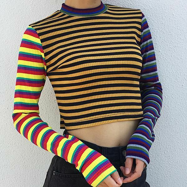 Ribbed Crop Knit Top - Y2K Fashion Essential for Grunge and Emo Styles in 2025