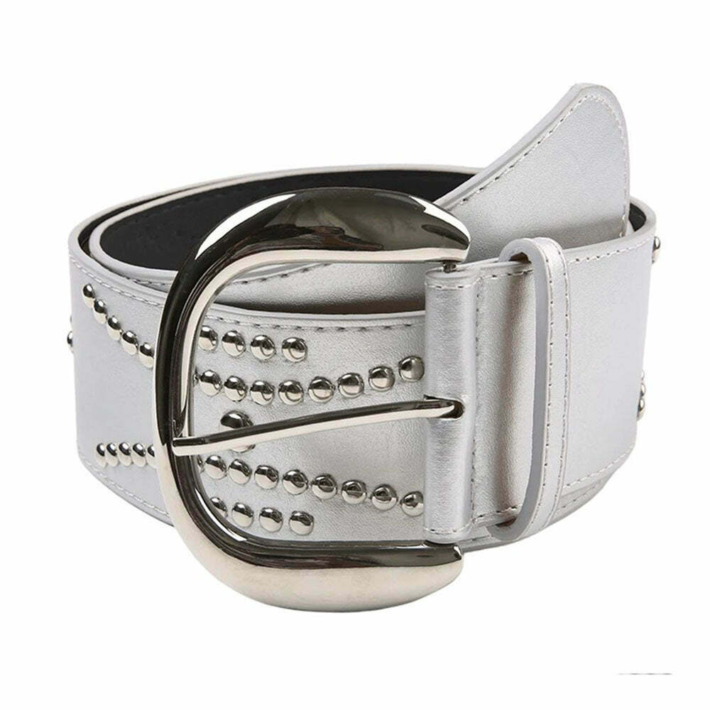 Rock The Scene Metal Rivet Belt - Y2K Style for Women & Men, Trendy Cyber & Tribal Fashion