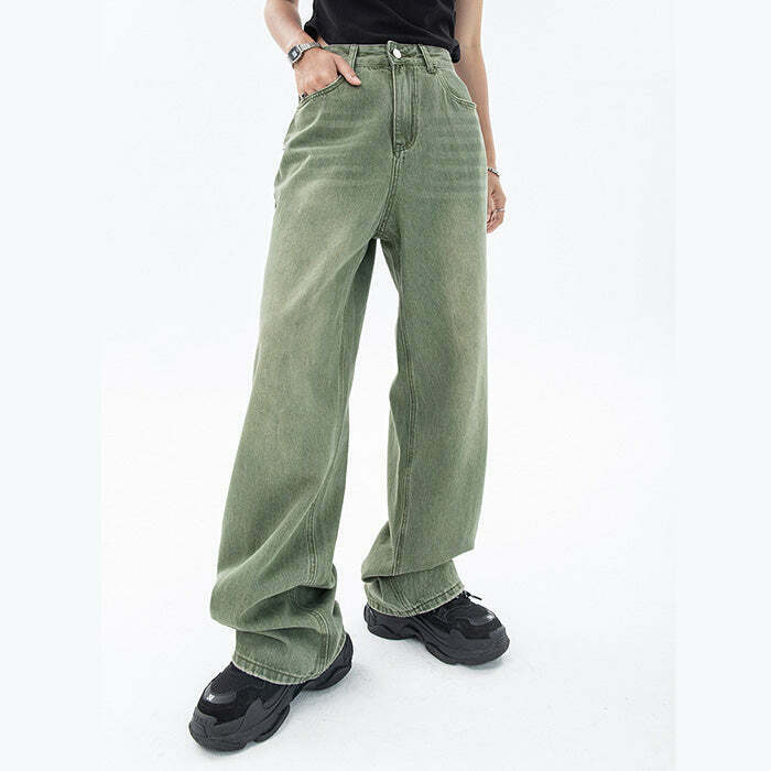 Sage Green Baggy Jeans for Y2K Style: Trendy Vintage-Inspired Fashion for Modern Girls