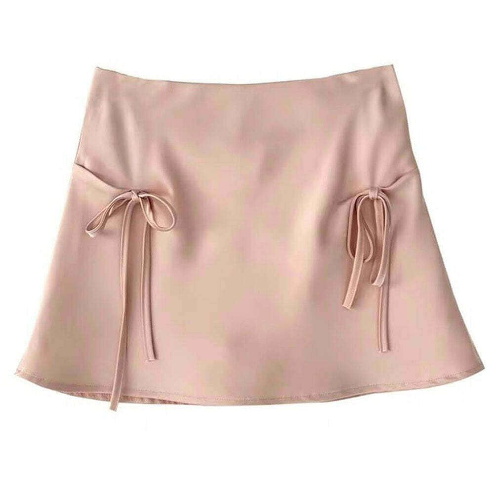 Satin Mini Skirt with Bows - Trendy Y2K Style for Gacha Outfits and 2000s Fashion