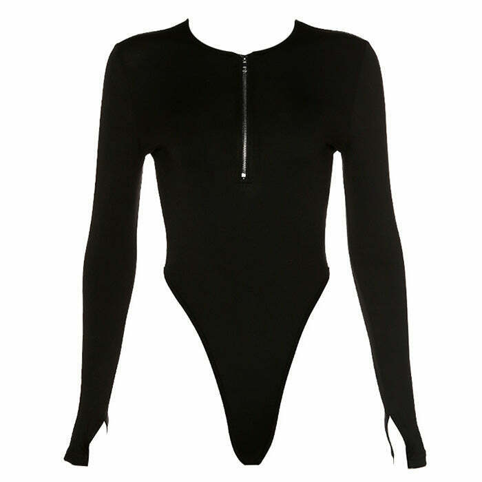 Secret Missions Zip Up Bodysuit - Trendy Y2K Fashion for Women, Warm & Stylish Outfits