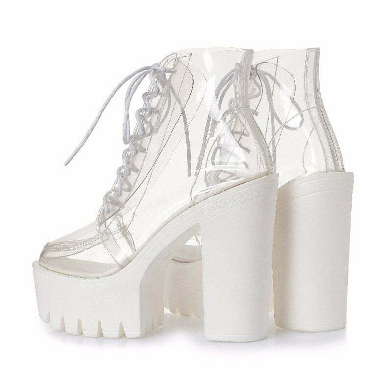 See-Through Cow Print Ankle Boots for Retro Y2K Fashion and Grunge Style Outfits