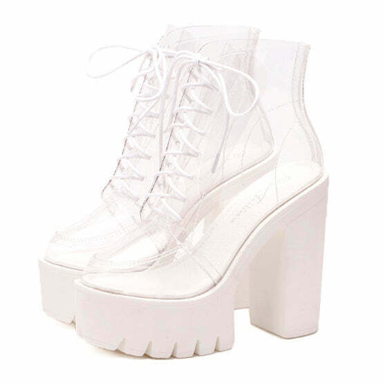 See-Through Cow Print Ankle Boots for Retro Y2K Fashion and Grunge Style Outfits