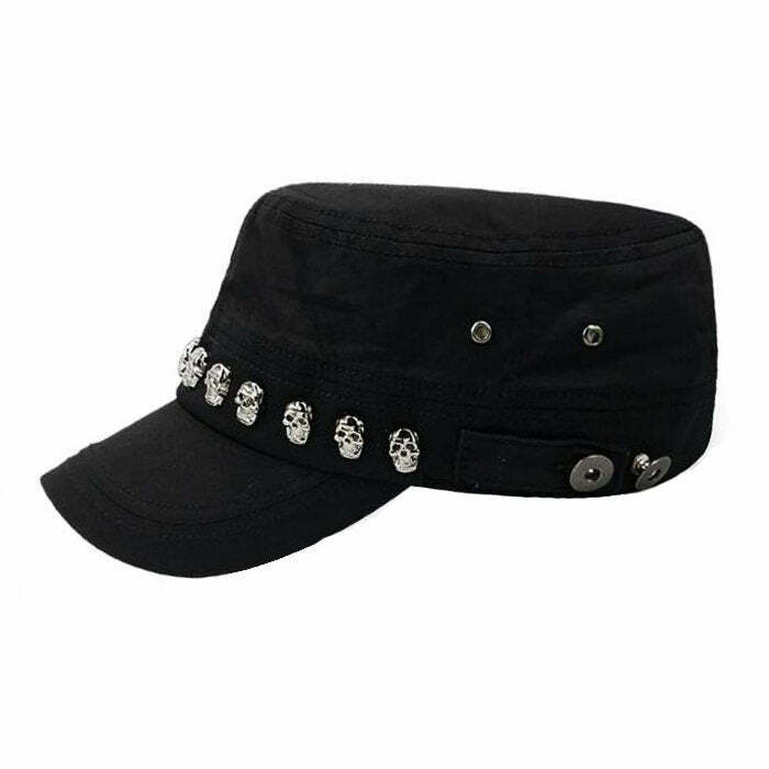 Skull Rivet Cap - Y2K Style Skull Cap for Men, Emo Clothing & Modern Grunge Outfits