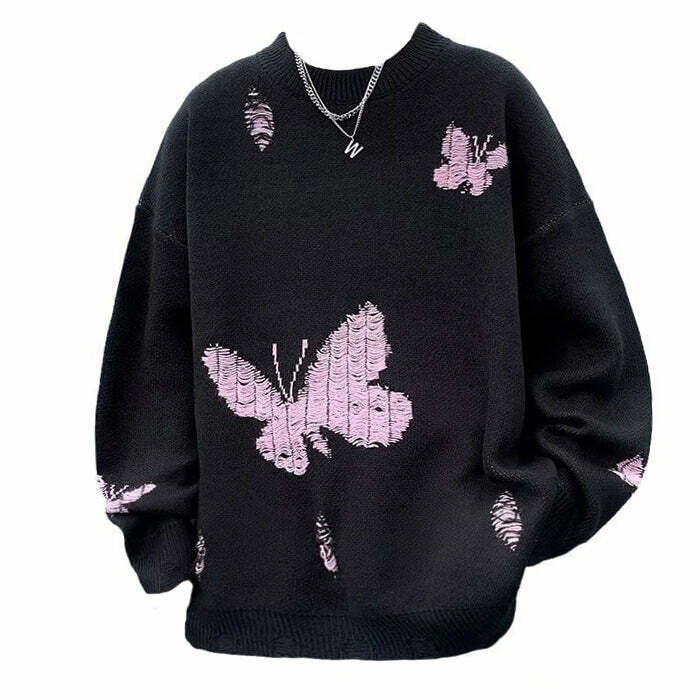 Soft Boy Butterfly Embroidery Sweater - Trendy Y2K Fashion for Comfy Outfits