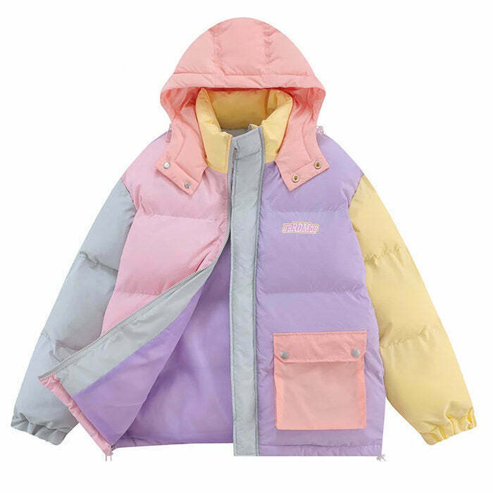 Soft Girl Aesthetic Pastel Jacket - Y2K Grunge Streetwear for a Kawaii Look