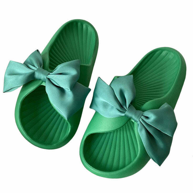 Soft Girl Bow Foam Street Slippers - Trendy Y2K Fashion for Stylish Comfort