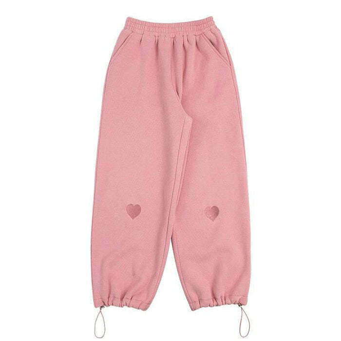 Soft Girl Heart Joggers - Trendy Y2K Grunge Style for Ultimate Comfort and Fashion