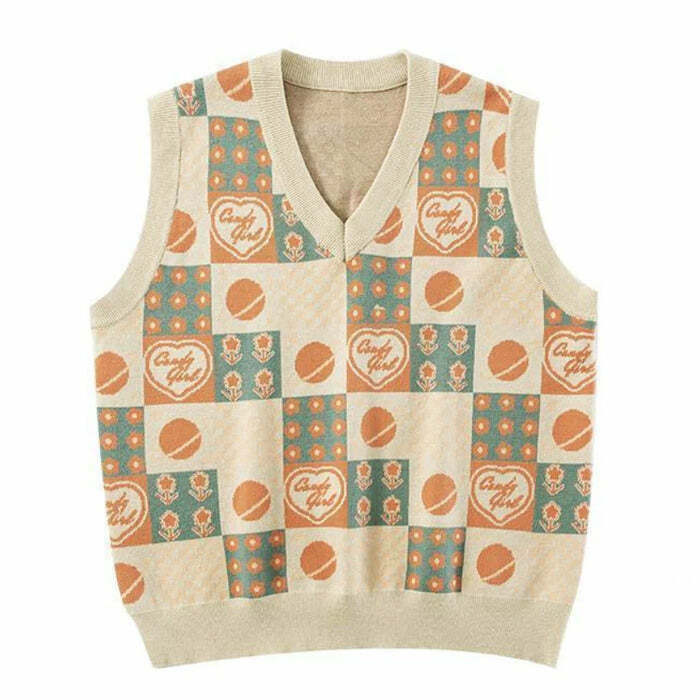 Soft Girl Patchwork Knit Vest - Y2K Retro Style Fashion for Modern Soft Girls