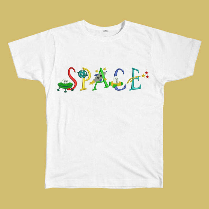 Space Embroidered Tee - Y2K Street Style Shirt for Trendy Grunge Fashion Enthusiasts