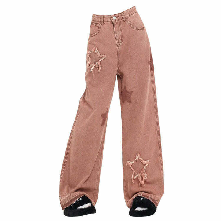 Star Aesthetic Pink Jeans for Y2K Fashion: Embrace Fairy Grunge & Barbie Styles