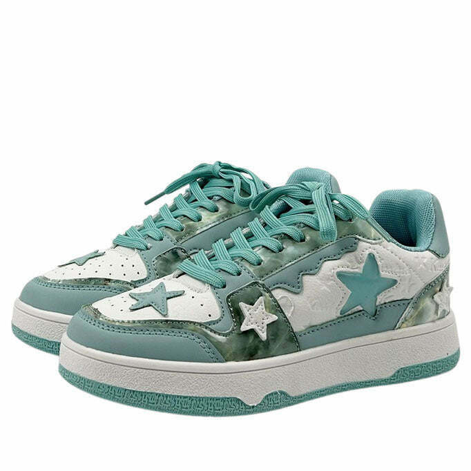 Star Child Sky Blue Sneakers - Trendy Y2K Fashion Footwear for Grunge and TikTok Outfits