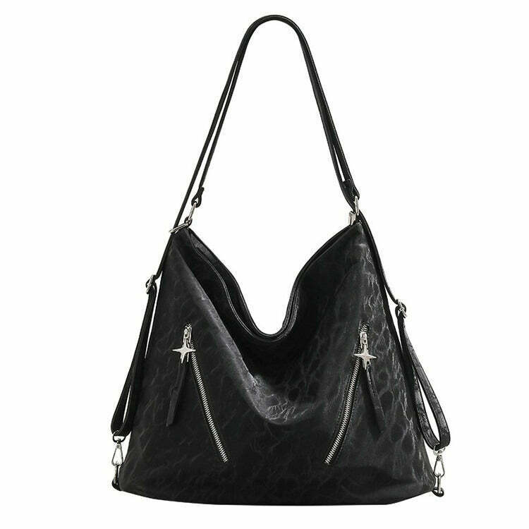 Star Child Zipper Tote Bag - Y2K Cyber Grunge Style for Trendy Outfits and Fashion