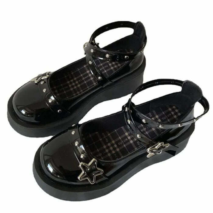 Star Girl Buckle Platform Sandals - Trendy Y2K Style Footwear for Funky Outfits