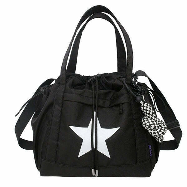 Star Girl Nylon Handbag - Trendy Y2K Fashion Accessory for Aesthetic and Grunge Styles