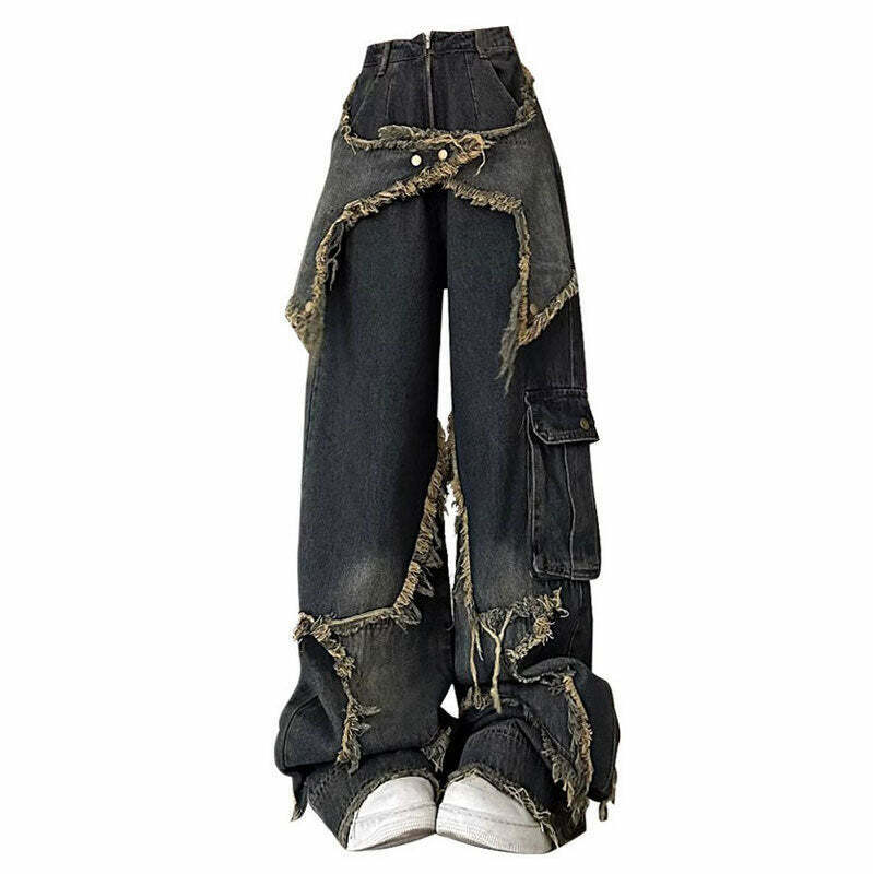 Star Girl Y2K Wide Leg Jeans - Trendy Indie Fashion for a Stylish Look