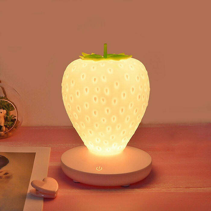 Strawberry Touch Night Light - Y2K Style Bedroom Decor for Grunge and Emo Aesthetics