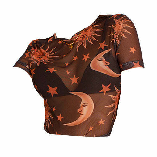 Sun and Moon Mini Tee - Trendy Y2K Club Clothing for Stylish Outfits and Grunge Vibes