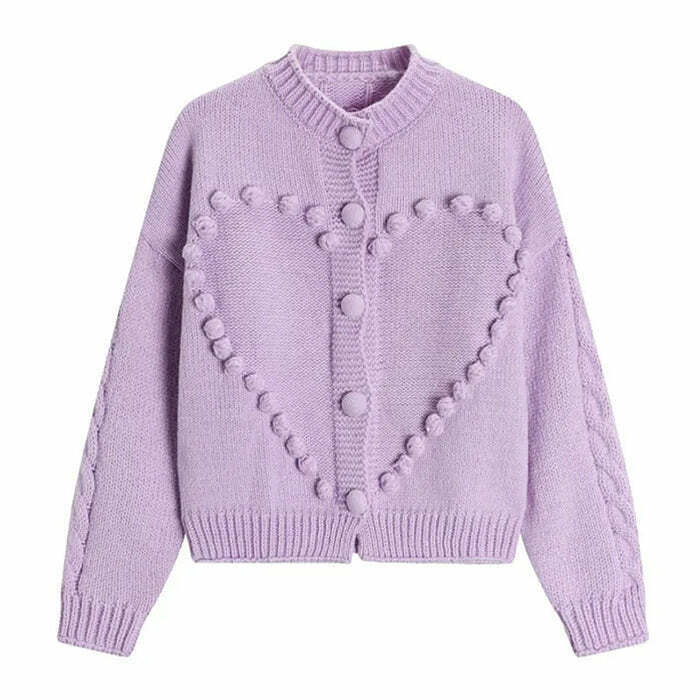 Sweetheart Knit Cardigan - Y2K Style Retro Fashion for Grunge and Goth Outfits