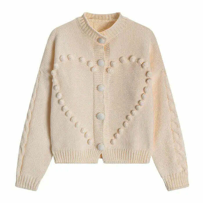 Sweetheart Knit Cardigan - Y2K Style Retro Fashion for Grunge and Goth Outfits