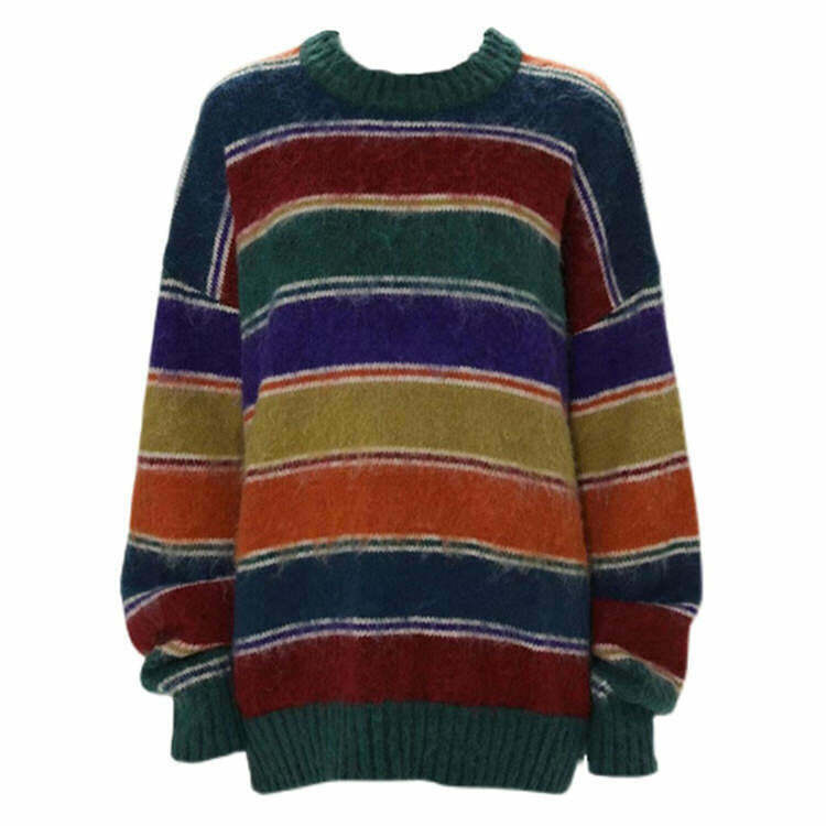 Teenage Dream Brown and Cream Striped Sweater - Y2K Fashion for Winter Outfits