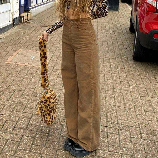 Totally Over It Wide Cord Pants - Trendy Y2K Style for Women, Perfect for Grunge & Japan Looks