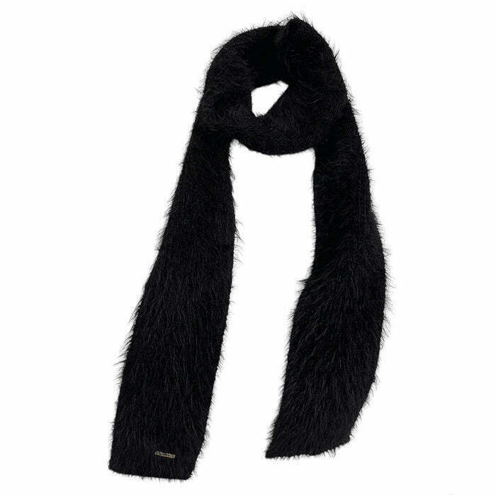 Trendy 2000's Popstar Fuzzy Scarf for Y2K Fashion, Cyber Style, and Retro Outfits