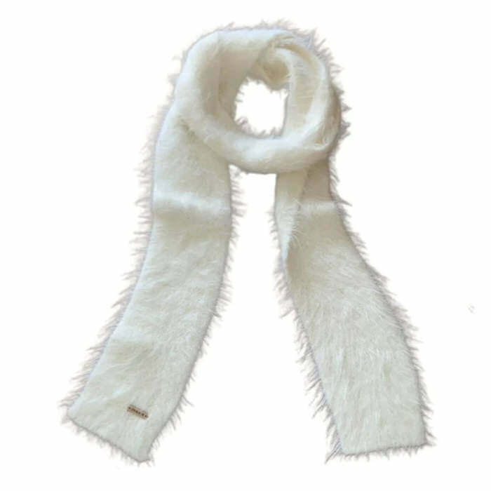 Trendy 2000's Popstar Fuzzy Scarf for Y2K Fashion, Cyber Style, and Retro Outfits