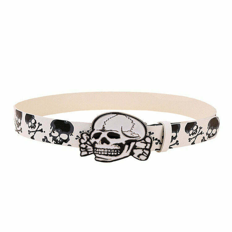 Trendy 2000s Style Skull Belt for Y2K Fashion, Gothic Outfits & Sporty Grunge Looks