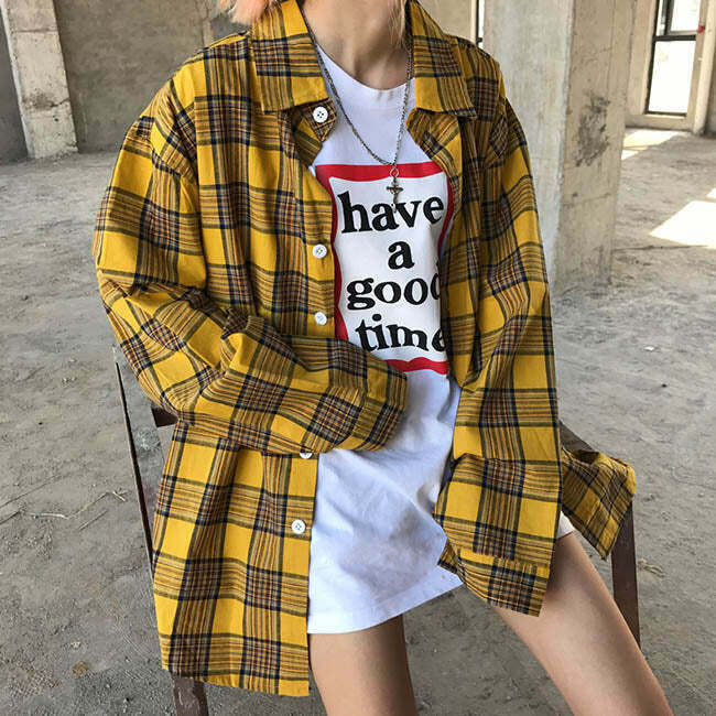 Trendy 90s Kids Plaid Check Shirt - Y2K Fashion for TikTok Style & Streetwear Outfits