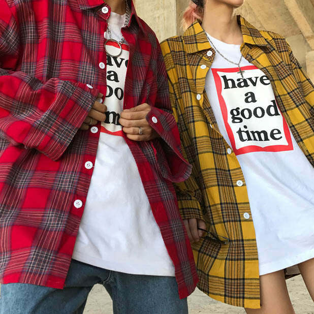 Trendy 90s Kids Plaid Check Shirt - Y2K Fashion for TikTok Style & Streetwear Outfits